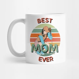 Best Mom Ever Golfing Mom Retro Sunset Mug